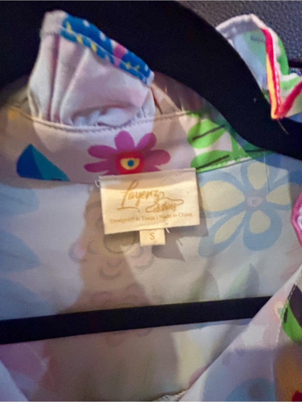 Layerz Floral Multicolor Ruffle-Shoulder Button Down Blouse // Size Small - Picture 3 of 6